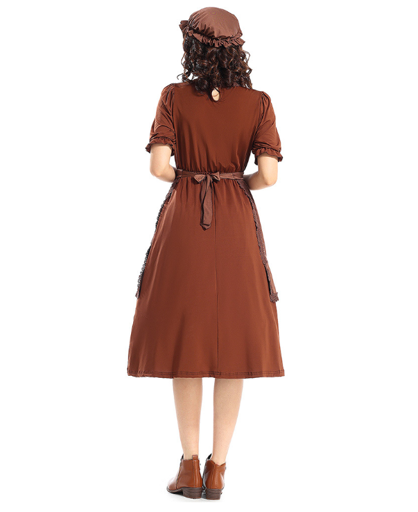 Womens Traditional Maid Costume Victorian Housekeeping Halloween Party Wear